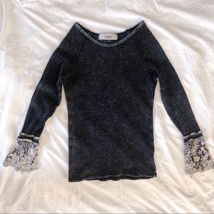 ABLE mineral raglan thermal lace long sleeve top